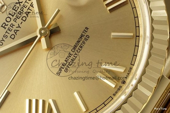 MiroTime 0505 Comfortable DayDate 40 YG JDF Gain Weight 904L Steel YG Dial Roman Markers on President Bracelet A2836 V 1821